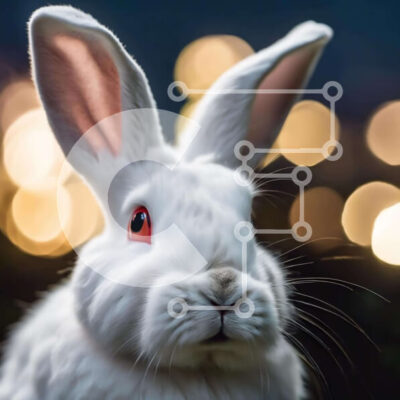 Intra Συλλεκτικό Ξύλινο Παζλ Plywood  4mm - Κοντινό πλάνο Λευκό Λαγουδάκι με κόκκινα μάτια Σε Ξύλινο Κουτί - Διαστάσεις: 10x10 cm – 25 κομμάτια - Image 1