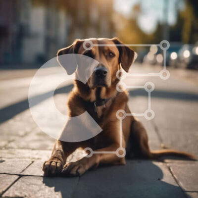 Intra Συλλεκτικό Ξύλινο Παζλ Plywood  4mm - Καφέ σκυλί που κάθεται στο πεζοδρόμιο Σε Ξύλινο Κουτί - Διαστάσεις: 10x10 cm – 25 κομμάτια - Image 1