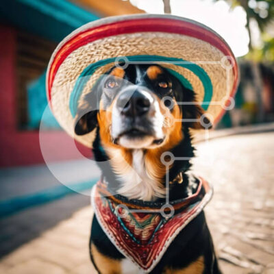 Intra Συλλεκτικό Ξύλινο Παζλ Plywood  4mm - Φιλικό σκυλί με καπέλο σομπρέρο Σε Ξύλινο Κουτί - Διαστάσεις: 10x10 cm – 25 κομμάτια - Image 1