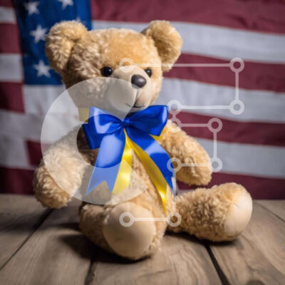 Intra Συλλεκτικό Ξύλινο Παζλ Plywood  4mm - Καφέ αρκουδάκι με αμερικανική σημαία Σε Ξύλινο Κουτί - Διαστάσεις: 10x10 cm – 25 κομμάτια - Image 1