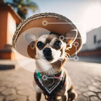 Intra Συλλεκτικό Ξύλινο Παζλ Plywood 4mm - Μικρό καφέ σκυλί που φορά μεξικάνικο καπέλο σομπρέρο Σε Ξύλινο Κουτί - Διαστάσεις: 10x10 cm – 25 κομμάτια - Image 1