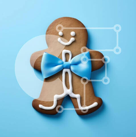 Intra Συλλεκτικό Ξύλινο Παζλ Plywood  4mm - Holiday Gingerbread Man με μπλε παπιγιόν Σε Ξύλινο Κουτί - Διαστάσεις: 10x10 cm – 25 κομμάτια - Image 1