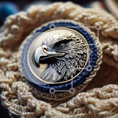 Intra Συλλεκτικό Ξύλινο Παζλ Plywood  4mm - Κουμπί σε σχήμα αετού σε κροσέ μαντήλι Σε Ξύλινο Κουτί - Διαστάσεις: 10x10 cm – 25 κομμάτια - Image 1