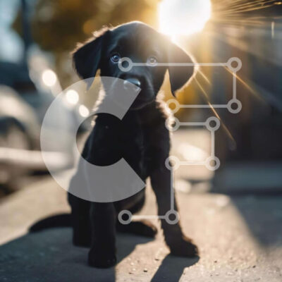 Intra Συλλεκτικό Ξύλινο Παζλ Plywood  4mm - Μαύρο κουτάβι που περιμένει να παίξει Σε Ξύλινο Κουτί - Διαστάσεις: 10x10 cm – 25 κομμάτια - Image 1