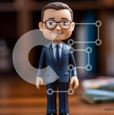 Intra Συλλεκτικό Ξύλινο Παζλ Plywood  4mm - Άνθρωπος παιχνίδι με γυαλιά σε ανοιχτή βιβλιοθήκη Σε Ξύλινο Κουτί - Διαστάσεις: 10x10 cm – 25 κομμάτια - Image 1