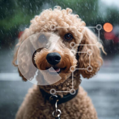 Intra Συλλεκτικό Ξύλινο Παζλ Plywood  4mm - Καφέ σκυλάκι κανίς στη βροχή με πορτοκαλί γιακά Σε Ξύλινο Κουτί - Διαστάσεις: 10x10 cm – 25 κομμάτια - Image 1