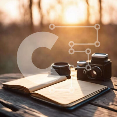 Intra Συλλεκτικό Ξύλινο Παζλ Plywood 4mm - Ανοίξτε σημειωματάριο και vintage κάμερα στο ηλιοβασίλεμα Σε Ξύλινο Κουτί - Διαστάσεις Puzzle: 10x10 cm – 25 κομμάτια - Image 1