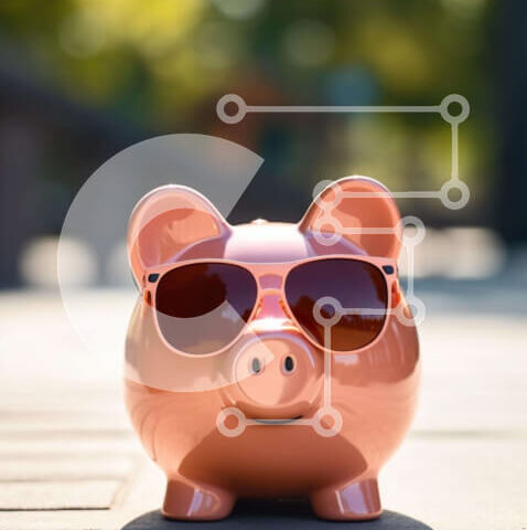 Intra Συλλεκτικό Ξύλινο Παζλ Plywood  4mm - Ροζ κουμπαράς με γυαλιά ηλίου Σε Ξύλινο Κουτί - Διαστάσεις: 10x10 cm – 25 κομμάτια - Image 1