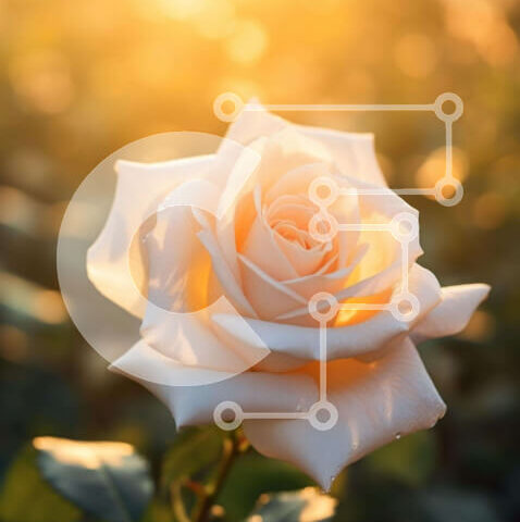 Intra Συλλεκτικό Ξύλινο Παζλ Plywood 4mm - Λευκό τριαντάφυλλο σε ένα ανοιχτό πεδίο στο ηλιοβασίλεμα Σε Ξύλινο Κουτί - Διαστάσεις: 10x10 cm – 25 κομμάτια - Image 1