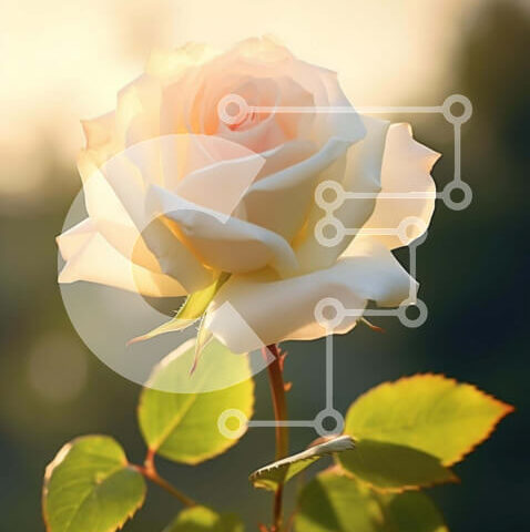 Intra Συλλεκτικό Ξύλινο Παζλ Plywood 4mm - Μονό λευκό τριαντάφυλλο που ανθίζει στο ηλιοβασίλεμα Σε Ξύλινο Κουτί - Διαστάσεις: 10x10 cm – 25 κομμάτια - Image 1