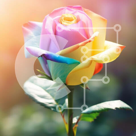 Intra Συλλεκτικό Ξύλινο Παζλ Plywood 4mm - Μονό τριαντάφυλλο στο χρώμα του ουράνιου τόξου στο φως του ήλιου Σε Ξύλινο Κουτί - Διαστάσεις: 10x10 cm – 25 κομμάτια - Image 1