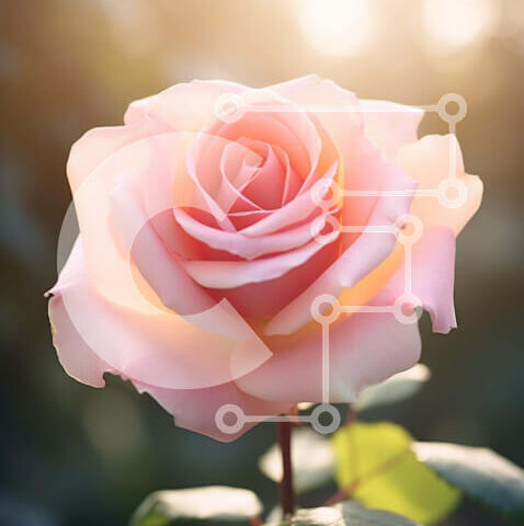 Intra Συλλεκτικό Ξύλινο Παζλ Plywood  4mm - Ροζ τριαντάφυλλο που ανθίζει ανάμεσα σε πράσινα φύλλα Σε Ξύλινο Κουτί - Διαστάσεις: 10x10 cm – 25 κομμάτια - Image 1