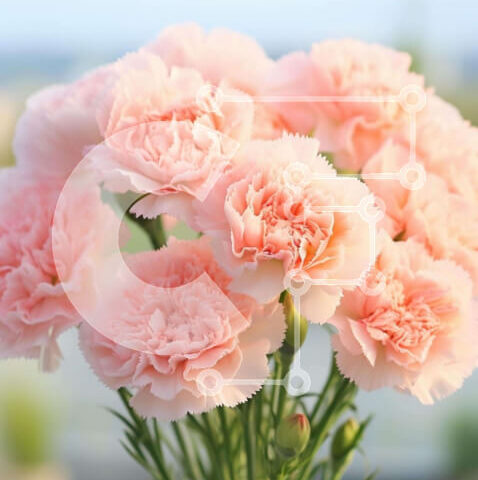 Intra Συλλεκτικό Ξύλινο Παζλ Plywood 4mm - Μπουκέτο με ροζ γαρύφαλλα σε βάζο Σε Ξύλινο Κουτί - Διαστάσεις: 10x10 cm – 25 κομμάτια - Image 1