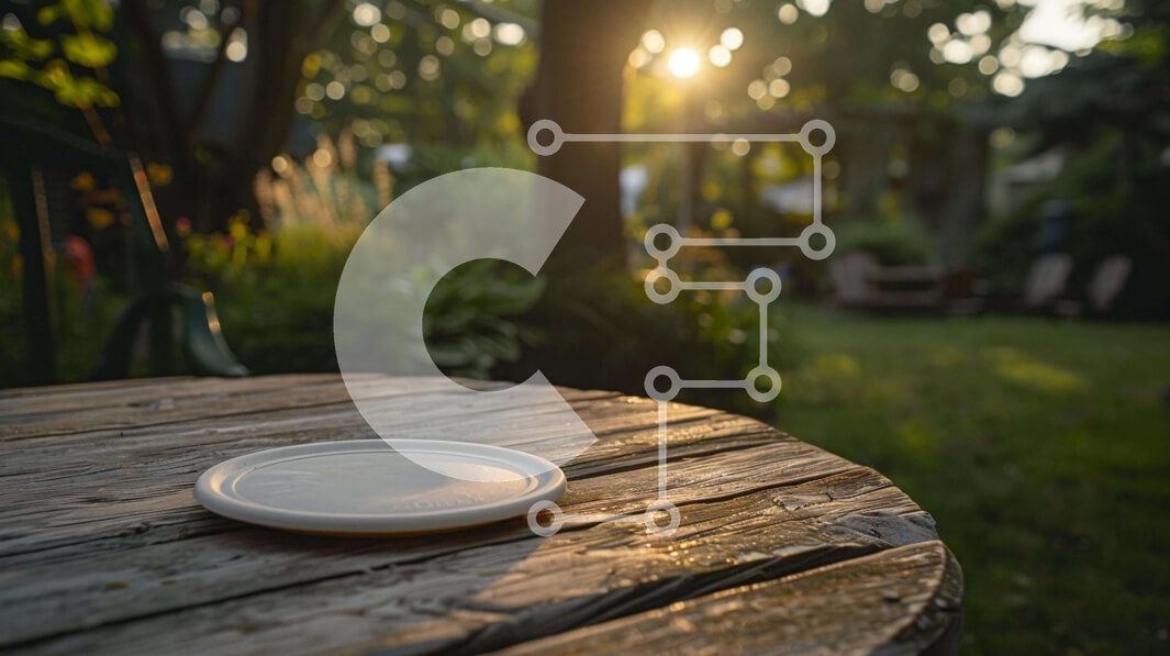 Intra Συλλεκτικό Ξύλινο Παζλ Plywood  4mm - Λευκό φρίσμπι σε εξωτερικό ξύλινο τραπέζι Σε Ξύλινο Κουτί - Διαστάσεις Puzzle: 10x10 cm – 25 κομμάτια