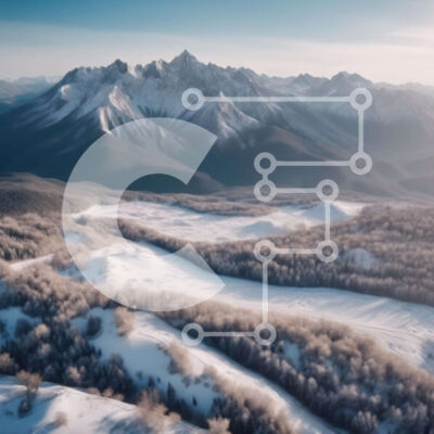 Intra Συλλεκτικό Ξύλινο Παζλ Plywood  4mm - Εναέρια άποψη της χιονισμένης οροσειράς με την άγρια ​​ζωή Σε Ξύλινο Κουτί - Διαστάσεις: 10x10 cm – 25 κομμάτια - Image 1