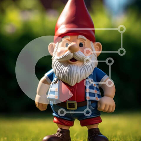 Intra Συλλεκτικό Ξύλινο Παζλ Plywood  4mm - Παιχνίδι Gnome στο γρασίδι με σηκωμένα χέρια Σε Ξύλινο Κουτί - Διαστάσεις: 10x10 cm – 25 κομμάτια - Image 1