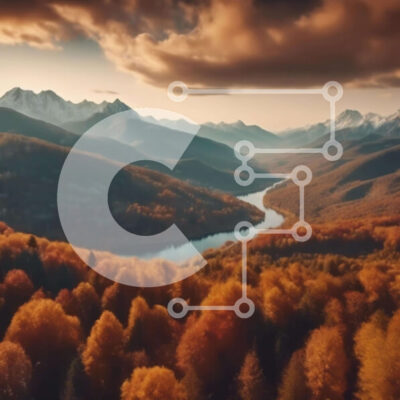 Intra Συλλεκτικό Ξύλινο Παζλ Plywood  4mm - Εναέριο ορεινό τοπίο με φθινοπωρινά χρώματα και ροή νερού Σε Ξύλινο Κουτί - Διαστάσεις: 10x10 cm – 25 κομμάτια - Image 1