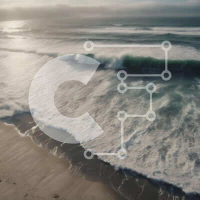 Intra Συλλεκτικό Ξύλινο Παζλ Plywood  4mm - Αεροφωτογραφία του ωκεανού με σανίδα του σερφ Σε Ξύλινο Κουτί - Διαστάσεις: 10x10 cm – 25 κομμάτια - Image 1