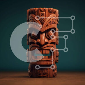 Intra Συλλεκτικό Ξύλινο Παζλ Plywood  4mm - Ξύλινο άγαλμα Tiki με σκαλίσματα Σε Ξύλινο Κουτί - Διαστάσεις Puzzle: 10x10 cm – 25 κομμάτια