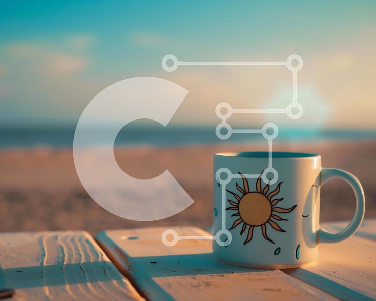 Intra Συλλεκτικό Ξύλινο Παζλ Plywood  4mm - Λευκή κούπα καφέ σε ξύλινο τραπέζι παραλίας Σε Ξύλινο Κουτί - Διαστάσεις: 10x10 cm – 25 κομμάτια