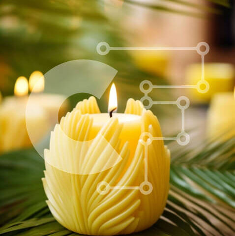 Intra Συλλεκτικό Ξύλινο Παζλ Plywood  4mm - Κεριά σε σχήμα λουλουδιού σε φύλλα φοίνικα Σε Ξύλινο Κουτί - Διαστάσεις: 10x10 cm – 25 κομμάτια - Image 1