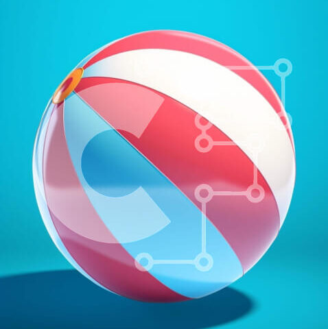 Intra Συλλεκτικό Ξύλινο Παζλ Plywood 4mm - Μπάλα παραλίας με κόκκινες, λευκές και μπλε ρίγες Σε Ξύλινο Κουτί - Διαστάσεις Puzzle: 10x10 cm – 25 κομμάτια - Image 1