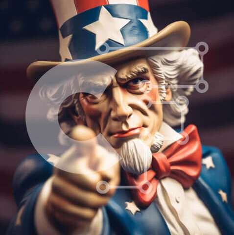 Intra Συλλεκτικό Ξύλινο Παζλ Plywood  4mm - Άγαλμα του θείου Σαμ που δείχνει με πατριωτική στολή Σε Ξύλινο Κουτί - Διαστάσεις Puzzle: 10x10 cm – 25 κομμάτια - Image 1