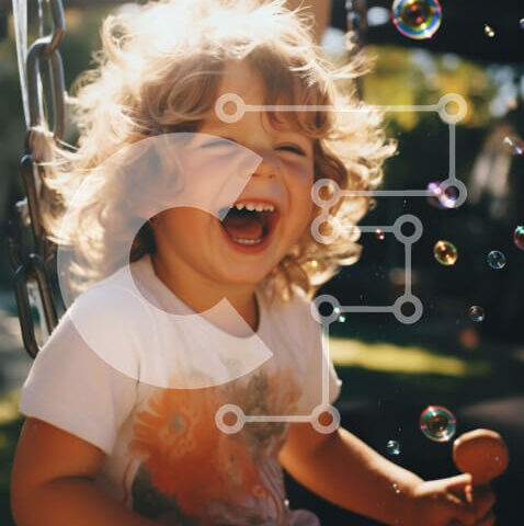 Intra Συλλεκτικό Ξύλινο Παζλ Plywood  4mm - Παιδί που παίζει με τις σαπουνόφουσκες στο πάρκο Σε Ξύλινο Κουτί - Διαστάσεις Puzzle: 10x10 cm – 25 κομμάτια - Image 1