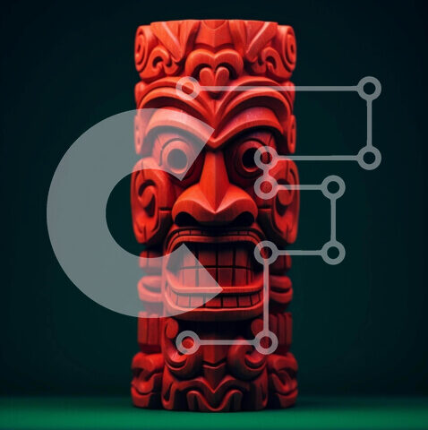 Intra Συλλεκτικό Ξύλινο Παζλ Plywood  4mm - Κόκκινο άγαλμα Tiki Σε Ξύλινο Κουτί - Διαστάσεις: 10x10 cm – 25 κομμάτια - Image 1