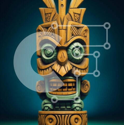 Intra Συλλεκτικό Ξύλινο Παζλ Plywood  4mm - Ξύλινο άγαλμα Tiki με σκαλίσματα Σε Ξύλινο Κουτί - Διαστάσεις Puzzle: 10x10 cm – 25 κομμάτια - Image 1