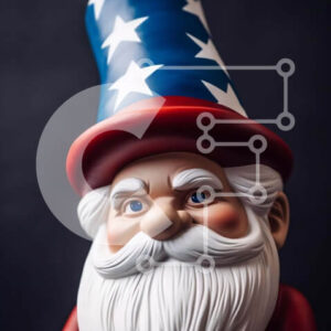 Intra Συλλεκτικό Ξύλινο Παζλ Plywood  4mm - Αμερικάνικο άγαλμα Gnome με πατριωτικές διακοσμήσεις Σε Ξύλινο Κουτί - Διαστάσεις Puzzle: 10x10 cm – 25 κομμάτια