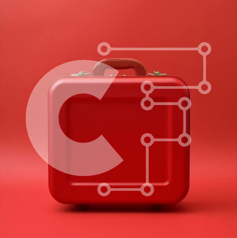 Intra Συλλεκτικό Ξύλινο Παζλ Plywood  4mm - Κόκκινος χαρτοφύλακας σε πορτοκαλί φόντο Σε Ξύλινο Κουτί - Διαστάσεις: 10x10 cm – 25 κομμάτια - Image 1