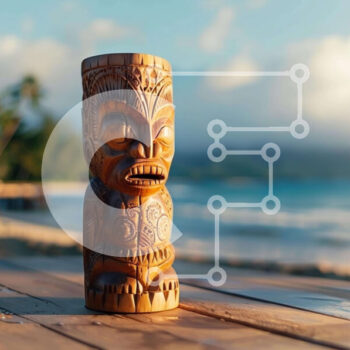 Intra Συλλεκτικό Ξύλινο Παζλ Plywood  4mm - Ξύλινο άγαλμα Tiki δίπλα στον ωκεανό Σε Ξύλινο Κουτί - Διαστάσεις Puzzle: 10x10 cm – 25 κομμάτια - Image 1