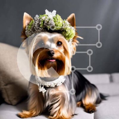 Intra Συλλεκτικό Ξύλινο Παζλ Plywood  4mm - Μικρό σκυλί με floral στέμμα που χαλαρώνει στον καναπέ Σε Ξύλινο Κουτί - Διαστάσεις: 10x10 cm – 25 κομμάτια - Image 1