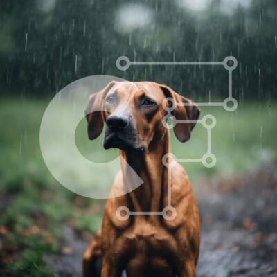 Intra Συλλεκτικό Ξύλινο Παζλ Plywood  4mm - Καφέ σκυλί που κάθεται στη βροχή Σε Ξύλινο Κουτί - Διαστάσεις: 10x10 cm – 25 κομμάτια - Image 1