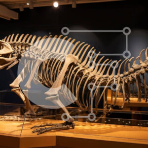 Intra Συλλεκτικό Ξύλινο Παζλ Plywood  4mm - Έκθεση Σκελετού Δεινοσαύρων Σε Ξύλινο Κουτί - Διαστάσεις Puzzle: 10x10 cm – 25 κομμάτια