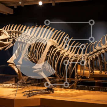 Intra Συλλεκτικό Ξύλινο Παζλ Plywood  4mm - Έκθεση Σκελετού Δεινοσαύρων Σε Ξύλινο Κουτί - Διαστάσεις Puzzle: 10x10 cm – 25 κομμάτια - Image 1