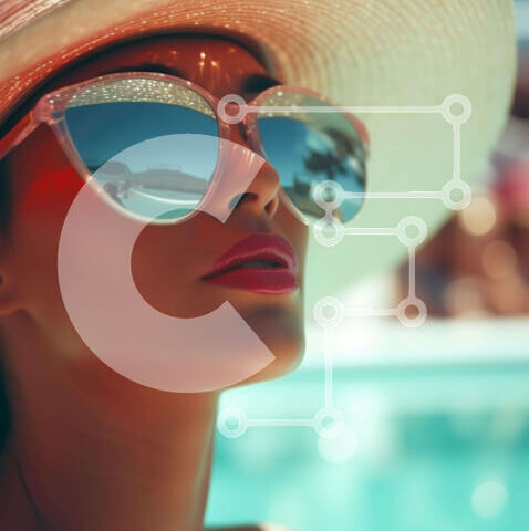 Intra Συλλεκτικό Ξύλινο Παζλ Plywood  4mm - Κομψή γυναίκα δίπλα στην εξωτερική πισίνα Σε Ξύλινο Κουτί - Διαστάσεις Puzzle: 10x10 cm – 25 κομμάτια - Image 1