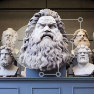 Intra Συλλεκτικό Ξύλινο Παζλ Plywood  4mm - Έκθεση αρχαίων προτομών με τον Σωκράτη και τον Αισχύλο Σε Ξύλινο Κουτί - Διαστάσεις Puzzle: 10x10 cm – 25 κομμάτια