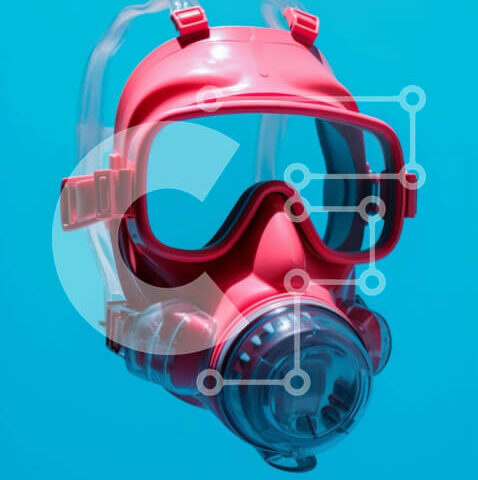 Intra Συλλεκτικό Ξύλινο Παζλ Plywood  4mm - Κόκκινη μάσκα κατάδυσης σε μπλε φόντο Σε Ξύλινο Κουτί - Διαστάσεις Puzzle: 10x10 cm – 25 κομμάτια - Image 1