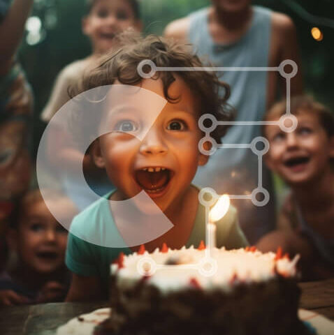 Intra Συλλεκτικό Ξύλινο Παζλ Plywood 4mm - Γιορτή γενεθλίων με φίλους Σε Ξύλινο Κουτί - Διαστάσεις Puzzle: 10x10 cm – 25 κομμάτια - Image 1