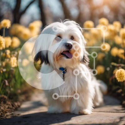 Intra Συλλεκτικό Ξύλινο Παζλ Plywood 4mm - Happy White Dog σε Daffodils Σε Ξύλινο Κουτί - Διαστάσεις: 10x10 cm – 25 κομμάτια - Image 1