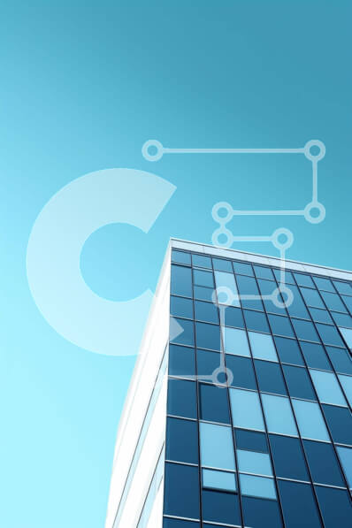 Intra Συλλεκτικό Ξύλινο Παζλ Plywood  4mm - Κτίριο γραφείων με γυάλινους τοίχους με φόντο μπλε του ουρανού Σε Ξύλινο Κουτί - Διαστάσεις Puzzle: 10x10 cm – 25 κομμάτια