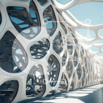 Intra Συλλεκτικό Ξύλινο Παζλ Plywood  4mm - Φουτουριστική γέφυρα με γεωμετρικά σχήματα και γλυπτά Σε Ξύλινο Κουτί - Διαστάσεις Puzzle: 10x10 cm – 25 κομμάτια - Image 1