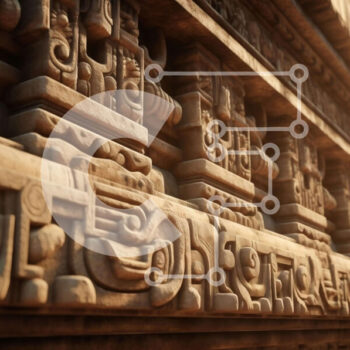 Intra Συλλεκτικό Ξύλινο Παζλ Plywood  4mm - Πέτρινος τοίχος με γλυπτά των Μάγια και πουλιά Σε Ξύλινο Κουτί - Διαστάσεις Puzzle: 10x10 cm – 25 κομμάτια - Image 1