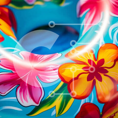 Intra Συλλεκτικό Ξύλινο Παζλ Plywood 4mm - Πολύχρωμο φουσκωτό δαχτυλίδι με στάμπες λουλουδιών Σε Ξύλινο Κουτί - Διαστάσεις Puzzle: 10x10 cm – 25 κομμάτια - Image 1