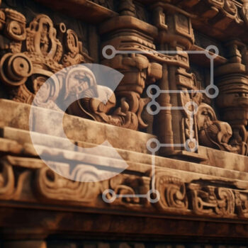 Intra Συλλεκτικό Ξύλινο Παζλ Plywood  4mm - Περίπλοκα γλυπτά σε πέτρινο τοίχο Σε Ξύλινο Κουτί - Διαστάσεις Puzzle: 10x10 cm – 25 κομμάτια - Image 1