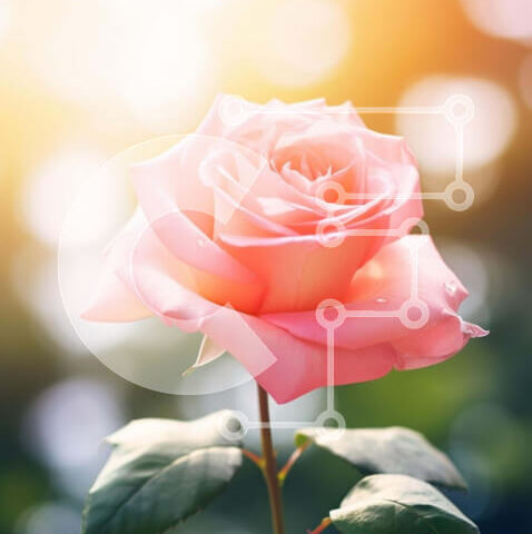 Intra Συλλεκτικό Ξύλινο Παζλ Plywood  4mm - Ζωντανό ροζ τριαντάφυλλο που ανθίζει στο φως του ήλιου Σε Ξύλινο Κουτί - Διαστάσεις: 10x10 cm – 25 κομμάτια - Image 1