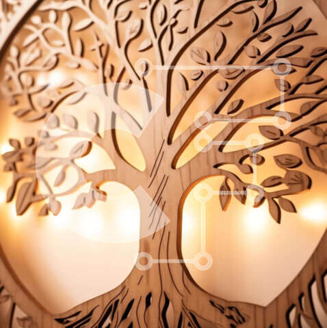 Intra Συλλεκτικό Ξύλινο Παζλ Plywood  4mm - Κυκλική Ξυλογλυπτική: Δέντρο της Ζωής Σε Ξύλινο Κουτί - Διαστάσεις Puzzle: 10x10 cm – 25 κομμάτια - Image 1