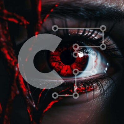 Intra Συλλεκτικό Ξύλινο Παζλ Plywood  4mm - Γυναικείο μάτι με κόκκινο αίμα και κλαδιά Σε Ξύλινο Κουτί - Διαστάσεις Puzzle: 10x10 cm – 25 κομμάτια - Image 1